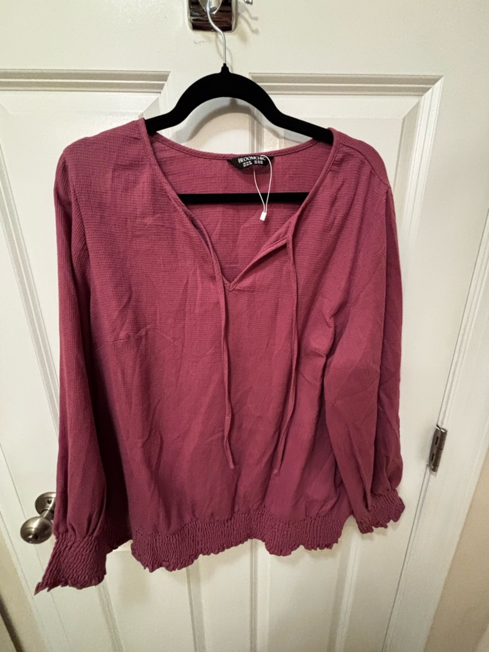 BloomChic Dusty Rose Waffle Knit V-Neck Tunic